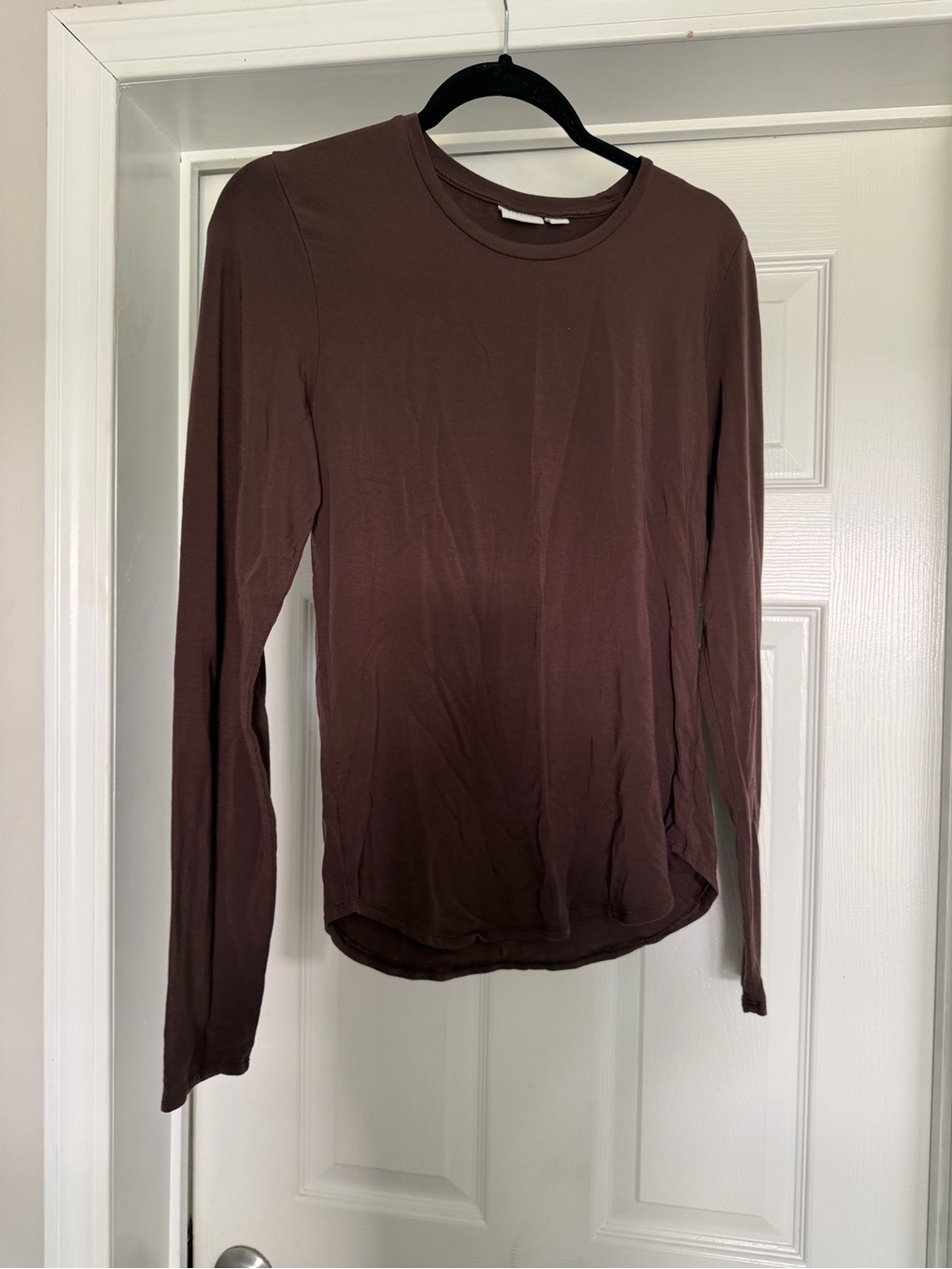 Babaton Brown Long Sleeve Crewneck Top
